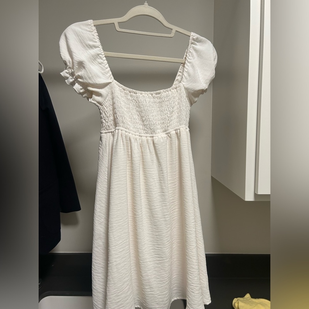 Altar'd State White Puff Sleeve Mini Dress